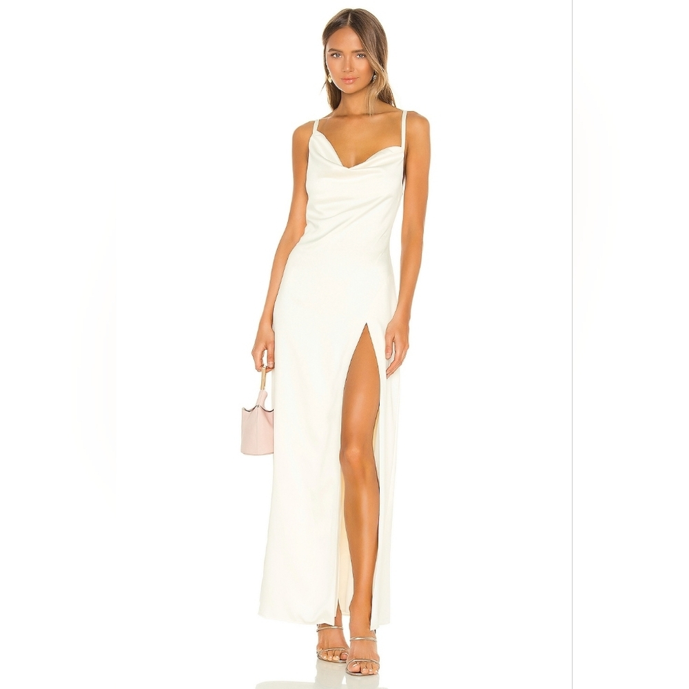 NWT $220 Camila Coelho Reyna Maxi Dress Pearl White Small